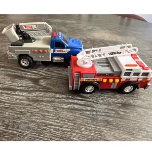 Mini Tonka Sound Vehicles Fire Truck & Utility Truck Lot First Responder Rescue